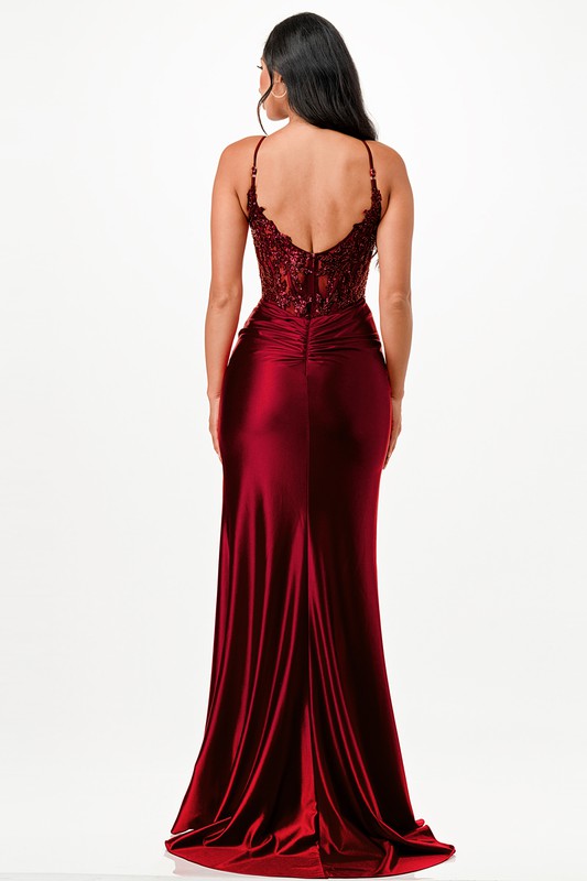 Sequin Lace Satin Evening Dress – Front Twist High Slit Party Gown 20143759_854daa26-bc92-4e2d-861b-1c73e97b7882
