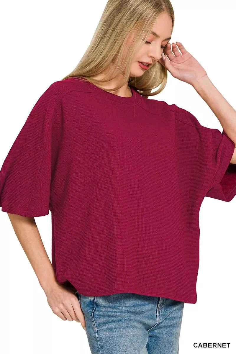 Zenana Double Knit Short Sleeve Top 201687c0bf604986bc1d056f76270812-Max-Origin