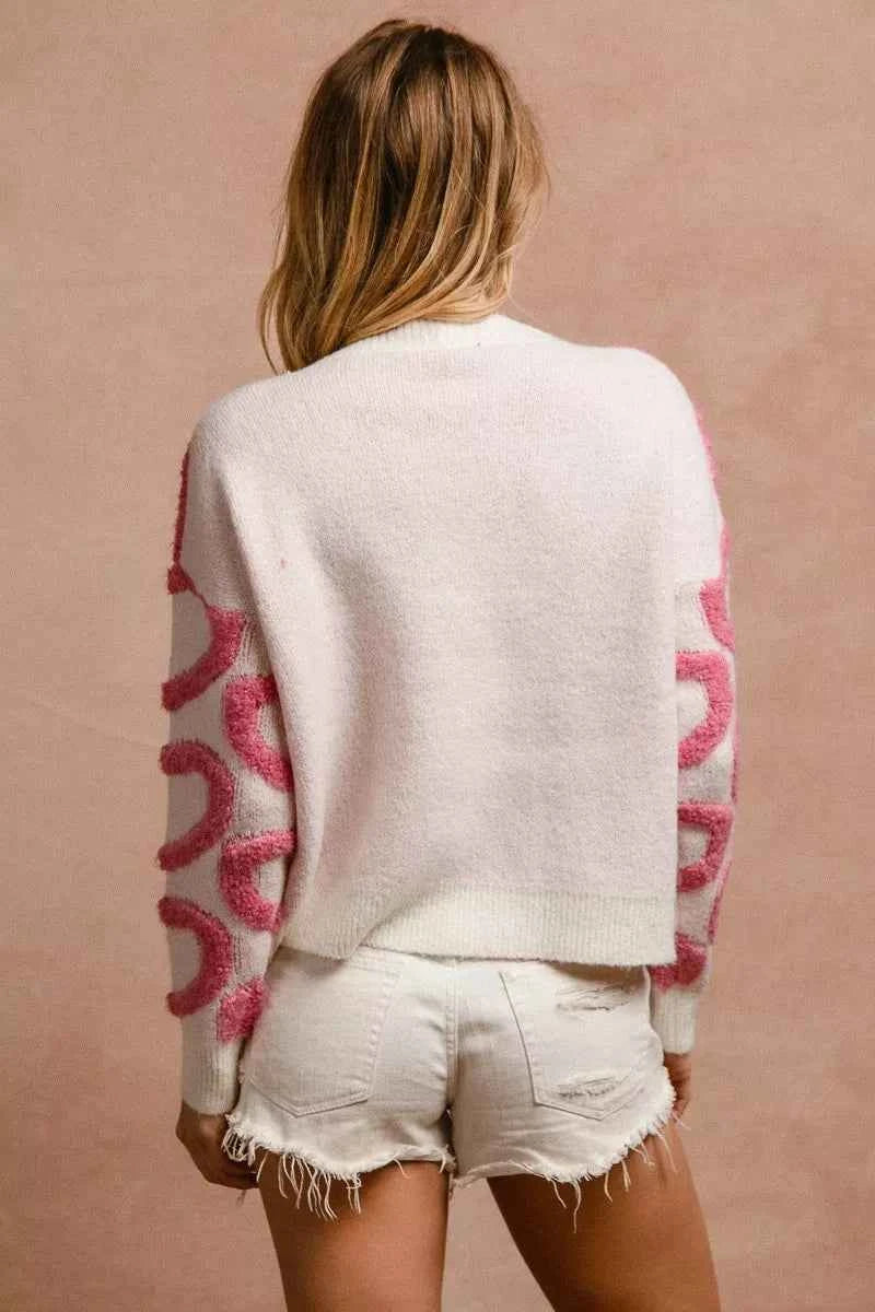 BiBi Textured Heart Buttoned V Neck Cardigan 201b91d96dd94860b41732bd35a9f7d2-Max-Origin