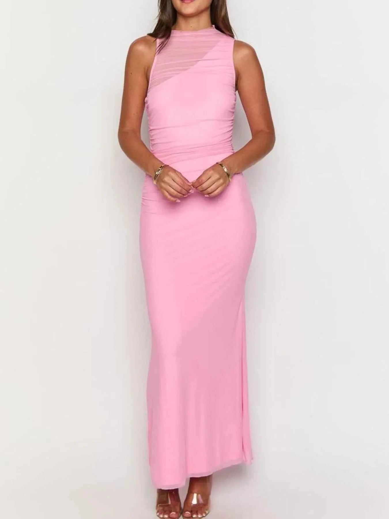 Ruched Sleeveless Bodycon Maxi Dress 201ddb40972a4f2c8530965ab56706f8-Max-Origin