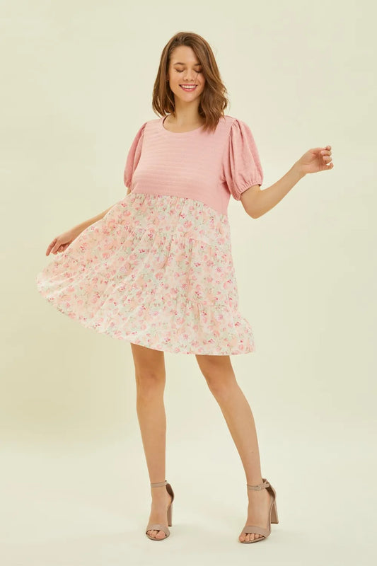 HEYSON Full Size Round Neck Floral Ruffle Hem Mini Dress 20200474-8c81-4927-ba09-522fe3a64269-Max