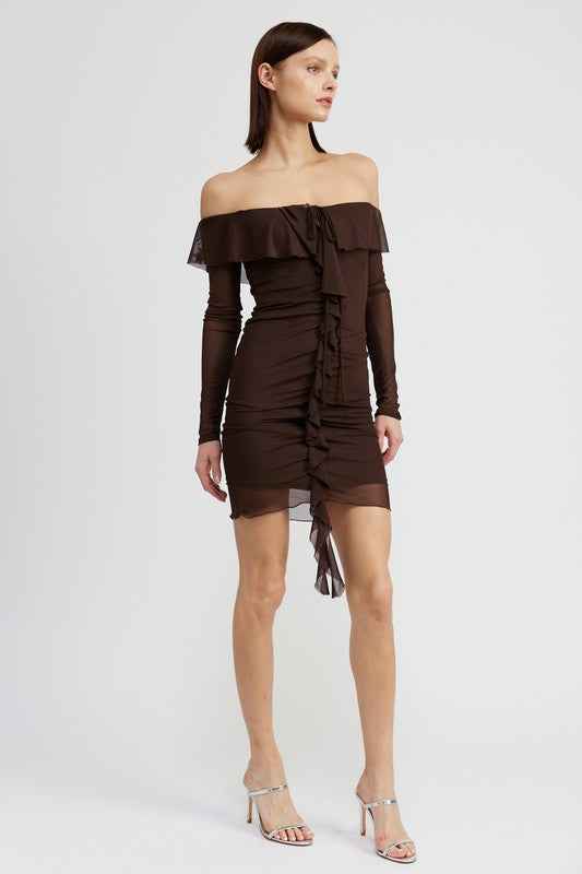 OFF SHOULDER MINI DRESS WITH RUFFLE DETAIL 20230456_bd468e38-60db-4546-a41b-3d3bd5f0cc4d