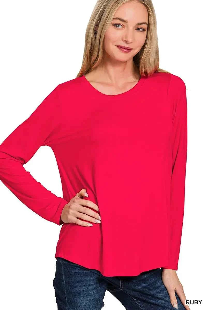 Zenana Flowy Round Hem Rayon Long Sleeve Top RUBY 2024defdec0b4caf95e204dd49c879ce-Max-Origin