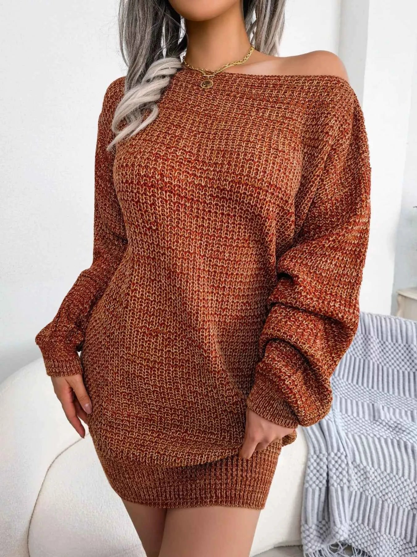 Multi-Color One-Shoulder Sweater Dress Caramel 20251020-8fb6-4f67-8553-81b405cdbf72-Max-Origin