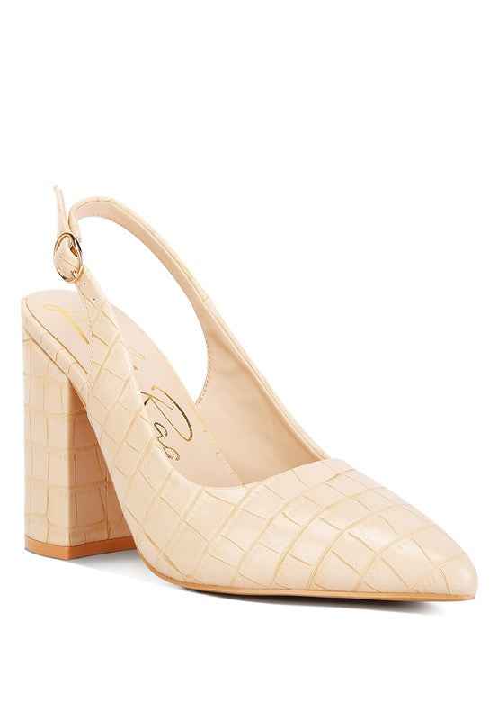 Macha Croctexture Sling Back Heels BEIGE 20261788_25afc2a7-d84f-4014-8b88-852829598071