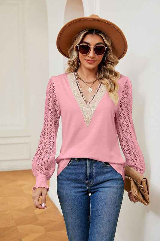 Long sleeve v neck blouse 20303829_64fe80ad-9f2a-41fe-9b78-bacd4350e771