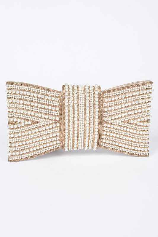 Faux Pearl Studded Bow Tie Clutch Bag 20314647_dbc79ad5-95d4-4839-9e06-7ad10ba74b98