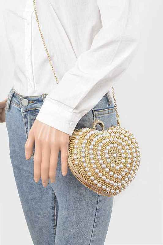 Pearl Studded Heart Shape Top handle Clutch 20415894_f956f95a-b387-47c0-853c-dfff09b60c1d