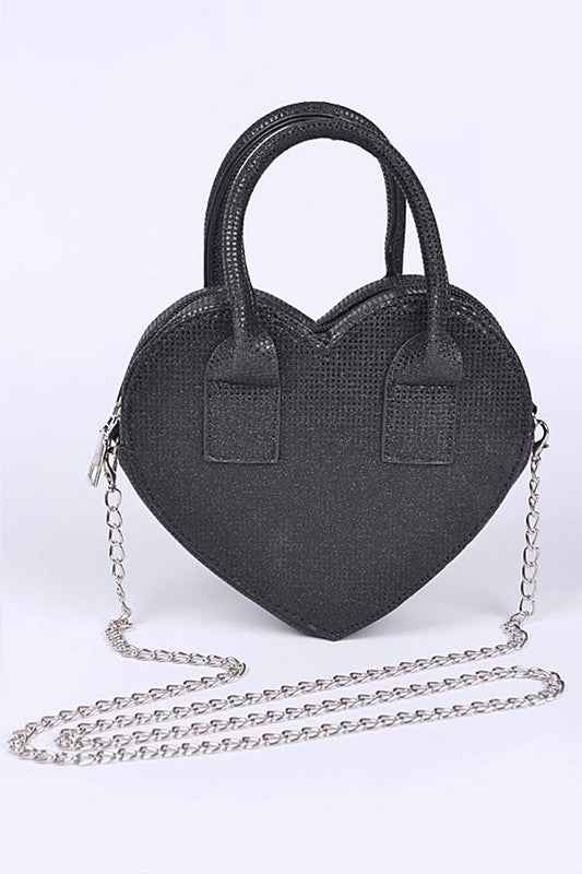 Glitter Top Handle Heart Shape Swing Bag Black O S 20416435_1cd4fd20-b85a-4470-85d7-a0335b3ab81a