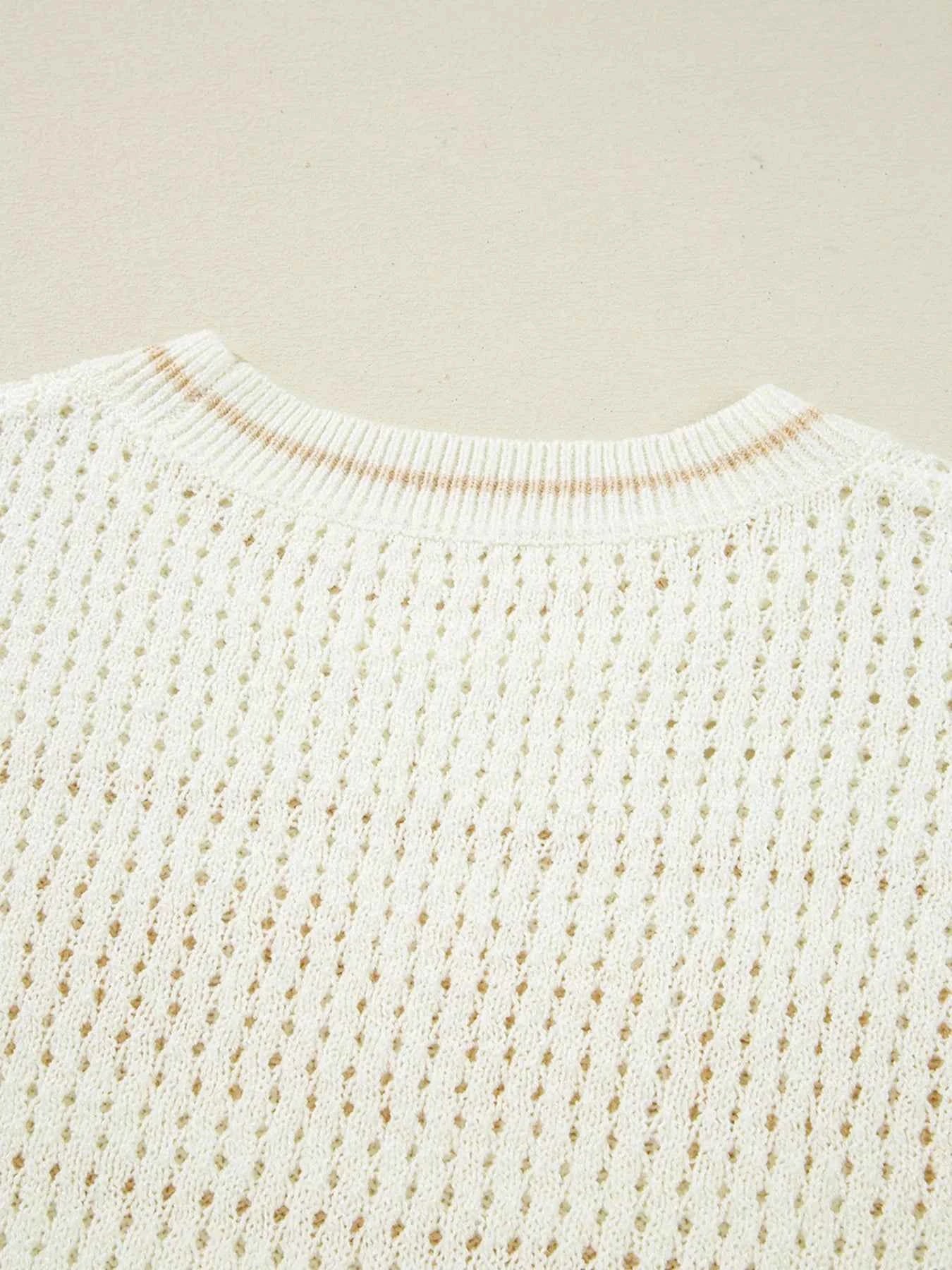 BEACH Hollow Out Knitted Lightweight Dolman Sweater