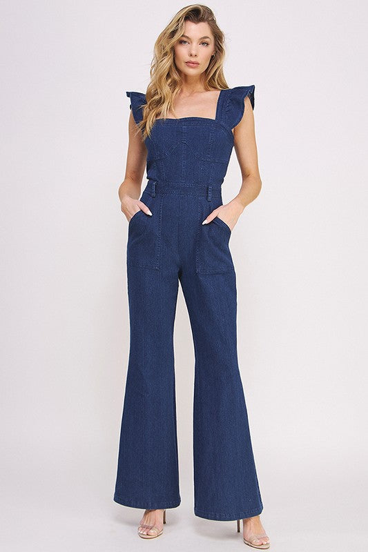 Denim ruffle flare leg jumpsuit DENIM 20566846_58313f69-ad06-419e-acd4-95d4db5511fb