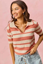 SO ME Stripe Short Sleeve Cropped Sweater 206174bd353b4f019f902eb39d6982c9-Max-Origin