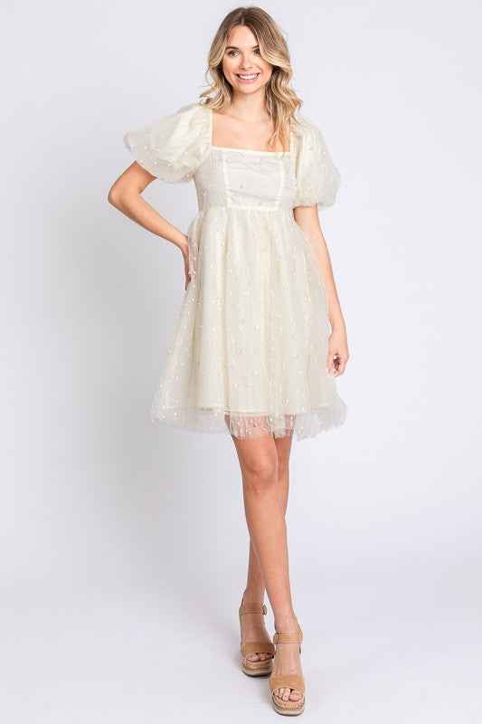 Pearl Mesh Babydoll Mini Dress 20695853_dbdf6676-d72a-4489-a747-df84654373ee