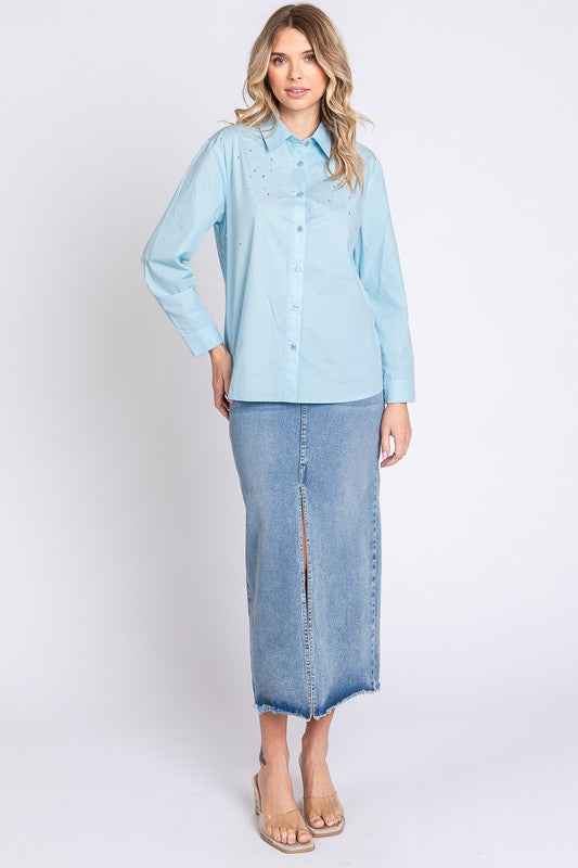 Plus Rhinestone Button Up Shirt 20696204_fe322434-1b6e-4031-8ed3-0bd5f56eb607