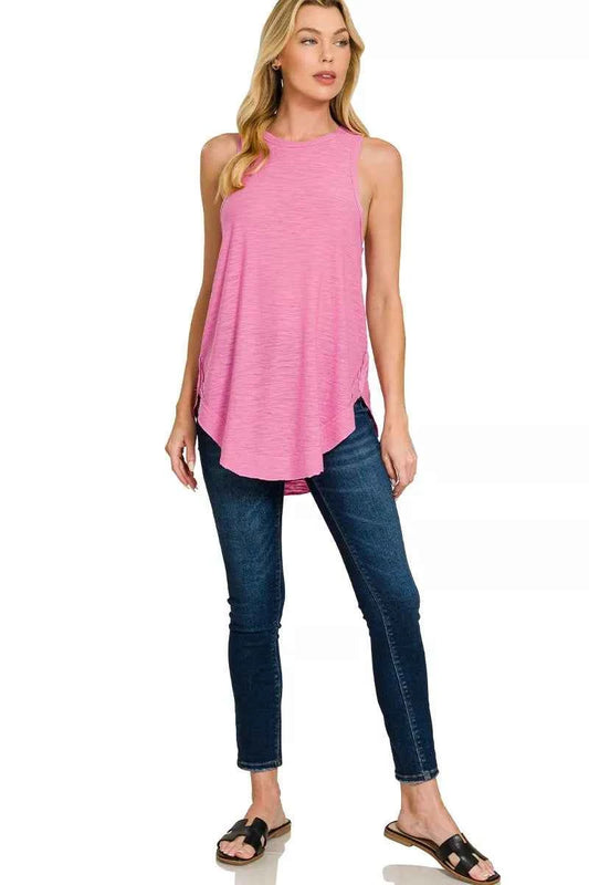 Zenana Curved Hem Slub Tunic Tank 206e2cf68b9742deb2428f771a7d9c31-Max-Origin