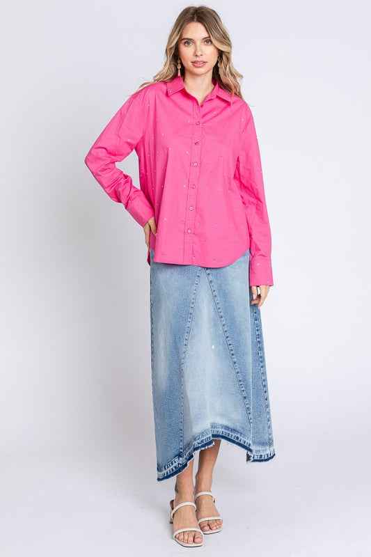 Plus Rhinestone Button Up Shirt 20709907_1005ca15-1196-454b-8533-2c77b8210942