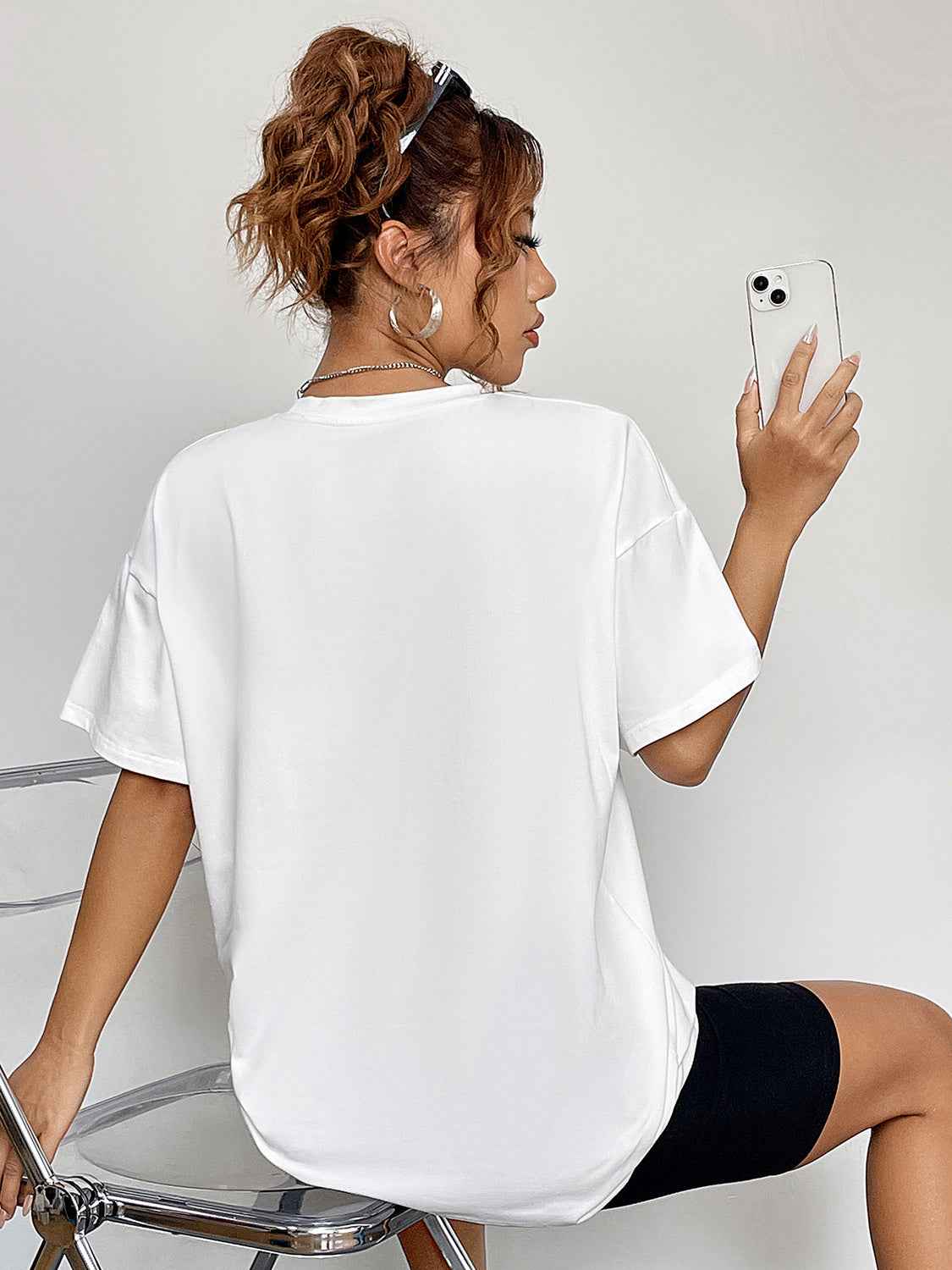 Round Neck Short Sleeve Ghost Graphic T-Shirt 20748b555c5d47ae8edb6d9c19612291-Max