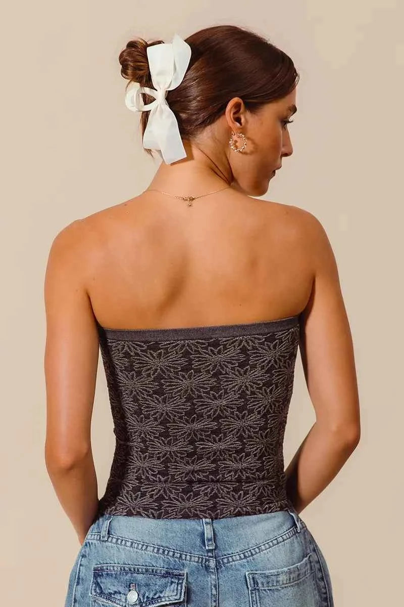 SO ME Jacquard Floral Two Tone Seamless Tube Top 2077011370944b3288114744a1fdb7e0-Max-Origin