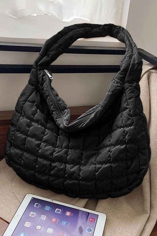 Beige Quilted Zipper Large Jennie Shoulder Bag 20804488_383480e3-8c0b-4faa-b4ce-ffb801b124d8