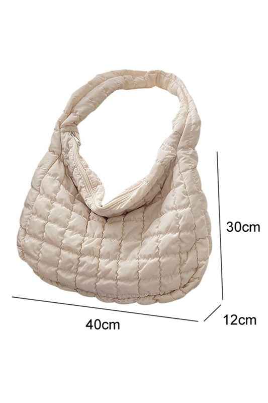 Beige Quilted Zipper Large Jennie Shoulder Bag Ivory one 20804488_cd1551b8-54f0-4f97-b8f8-4273681b9751