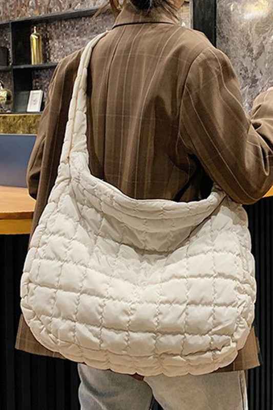 Beige Quilted Zipper Large Jennie Shoulder Bag 20804488_e337450b-30d8-4a2e-b196-317a76bfdcbd