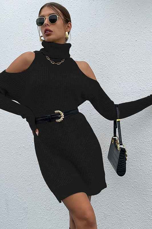 Black Black Turtleneck Cold-Shoulder Sweater Dress 20817877_283a03f7-3e4d-4202-bc6e-5acccd717172