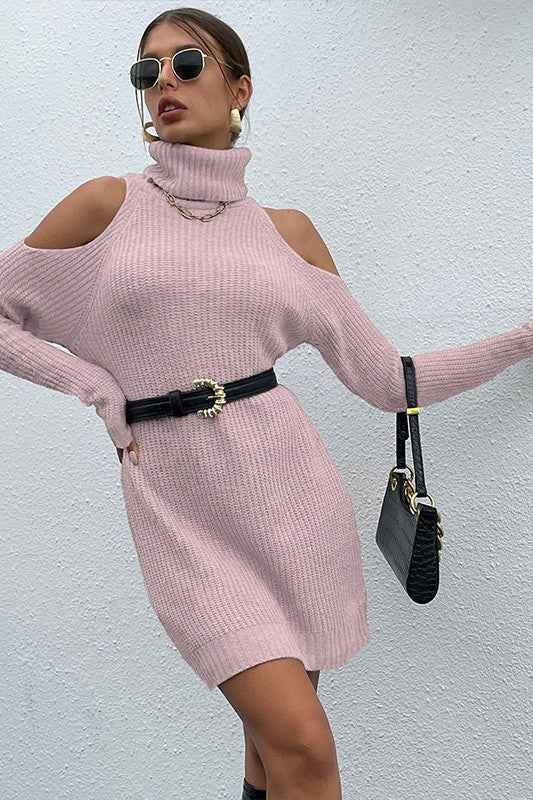 Pink Black Turtleneck Cold-Shoulder Sweater Dress PINK 20817878_6ae3a61d-4538-4433-bc1c-cdcc9cb842df