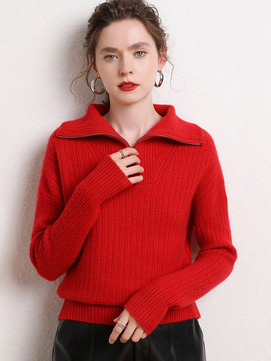 The Sculpted Stand-Collar Zip Knit 20D378D7A943EBF1727BD87564820386