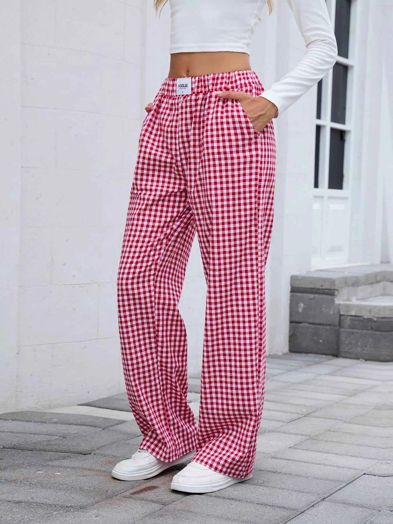 Plaid Wide Leg Casual Pants 20a1fed89a0e4cf09a640df68c6689a0-Max-Origin