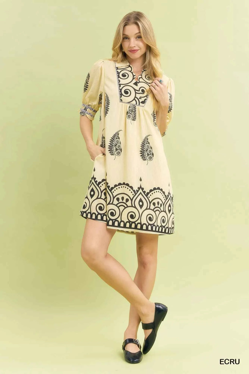 Umgee Paisley Mandala Print Babydoll Dress 20b2d438-574a-46af-aa7d-ee067941ea83-Max-Origin