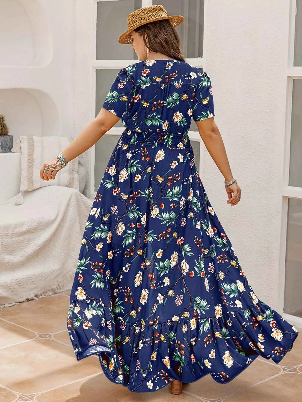 Plus Size Floral V-Neck Short Sleeve Maxi Dress 20b6faea-ef56-43be-bd71-7d23937f9c9a-Max-Origin