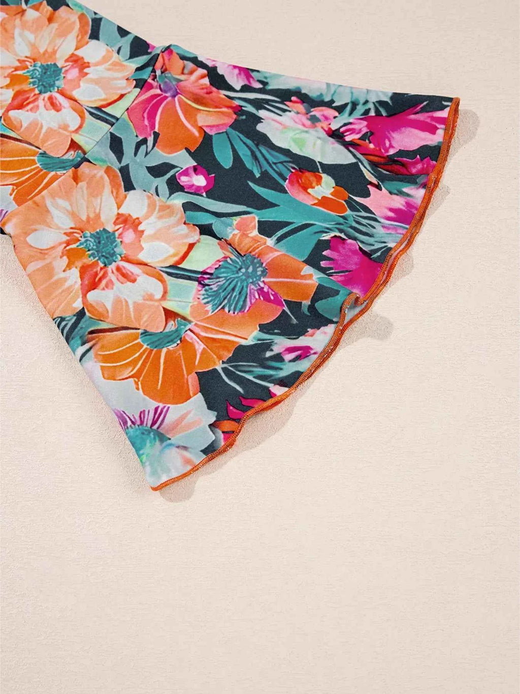 Floral 3/4 Flare Sleeve Tied Neck Blouse 20b860a88de14254bce68d744f904f8a-Max-Origin