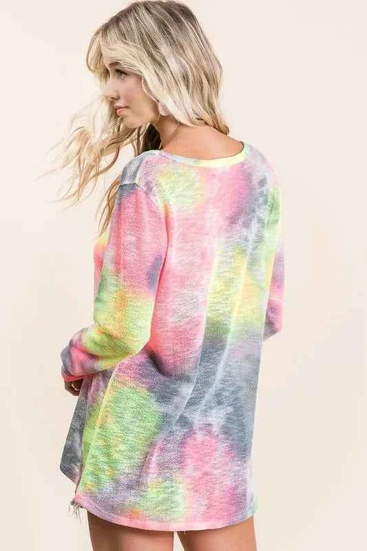 Tie Dye Print Low Gauge Knit Top 20bdafd8f582427f9fc61d21ad2a0b08-Max-Origin