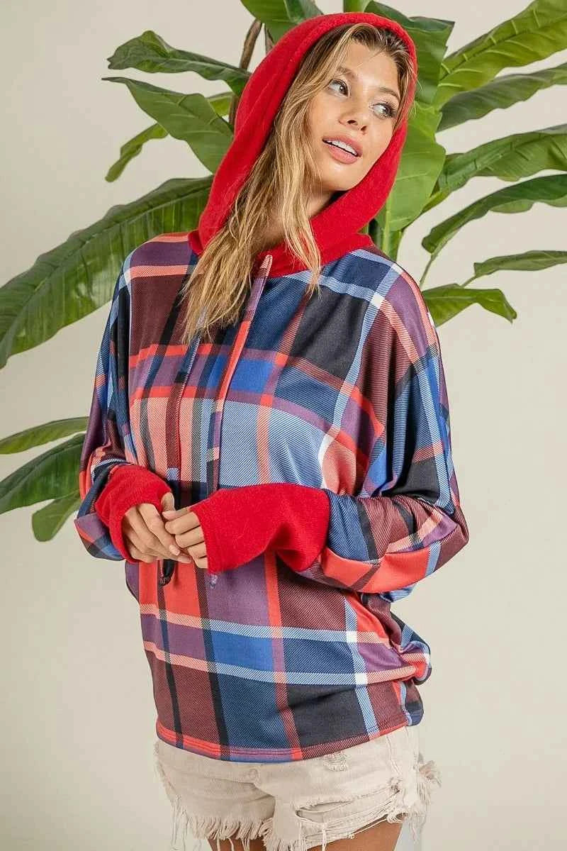 BiBi Plaid Mirr Brushed Rib Contrast Thumb Open Hoodie 20be4cb15b754a4c86cd1589ddcea782-Max-Origin