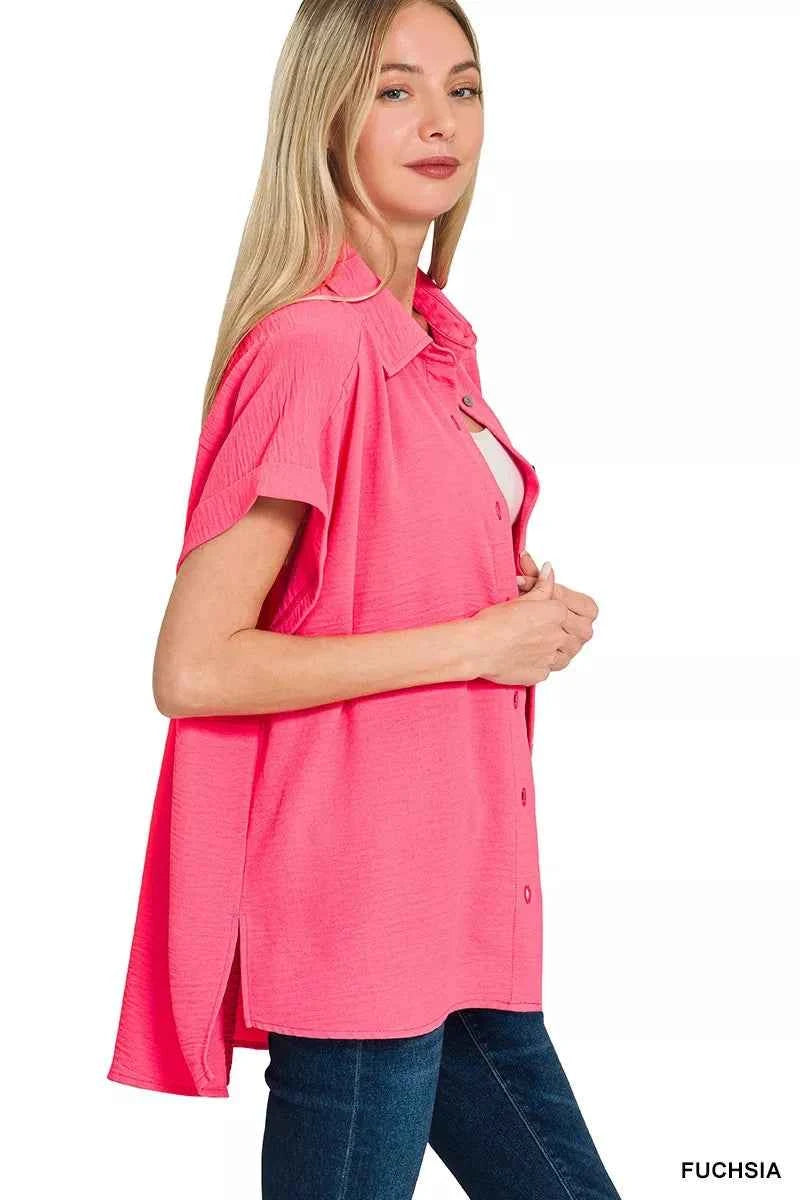 Zenana Woven Airflow Button Down Shirt 20c2444d66b847d9bf224ee1f05ab580-Max-Origin