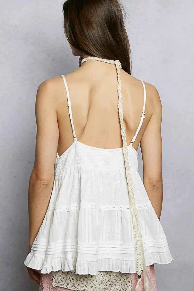 POL Button Front V-Neck Ruffled Cami with Pintuck Accents 20c56e11-d2e3-4f99-a868-ea5024ddca79-Max-Origin