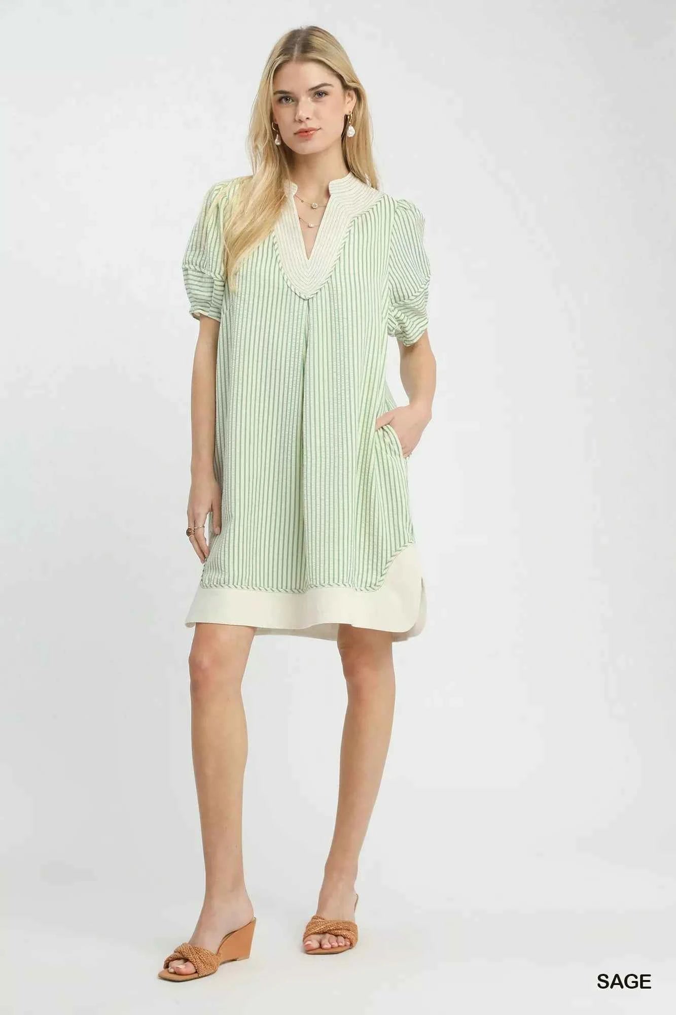 Umgee Pinstripe Shift Dress with Contrast Trim 20d5af00-5cb3-42e8-9798-9bfcce768443-Max-Origin