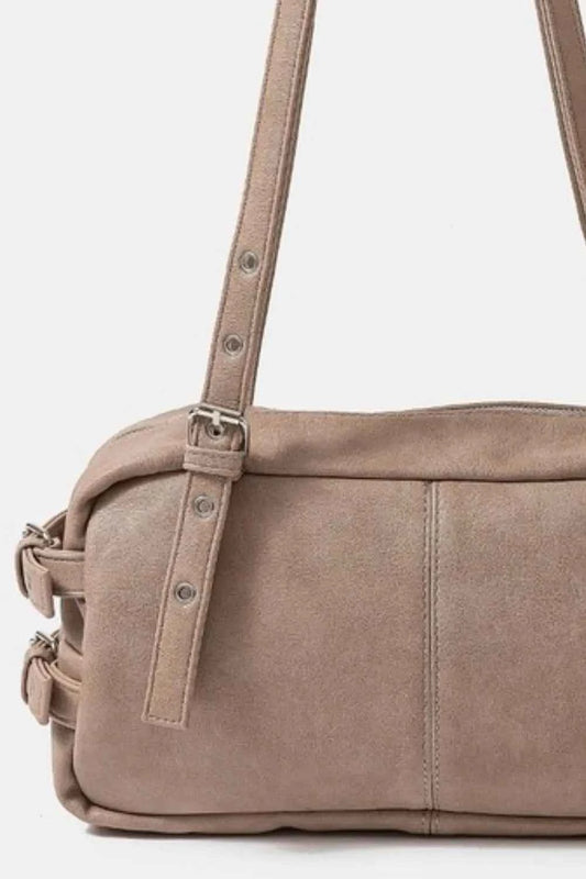 Fame Multi Grommet Belt Strap Rustic Rectangular Hand Bag 20d740b0-2250-4201-9a82-57b75f864d19-Max-Origin