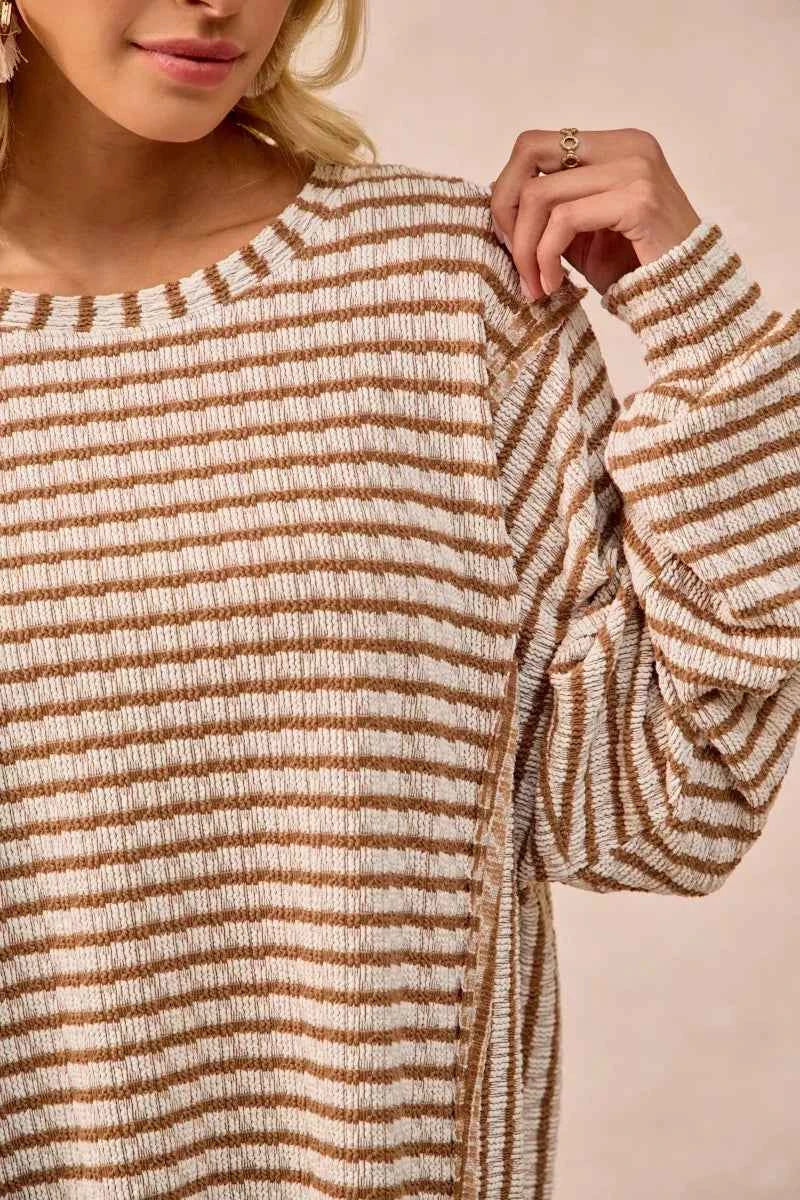 Open Seam Detail Textured Stripe Knit Top 20d7c55c6e3a4225a09bd9ae82fde6e1-Max-Origin