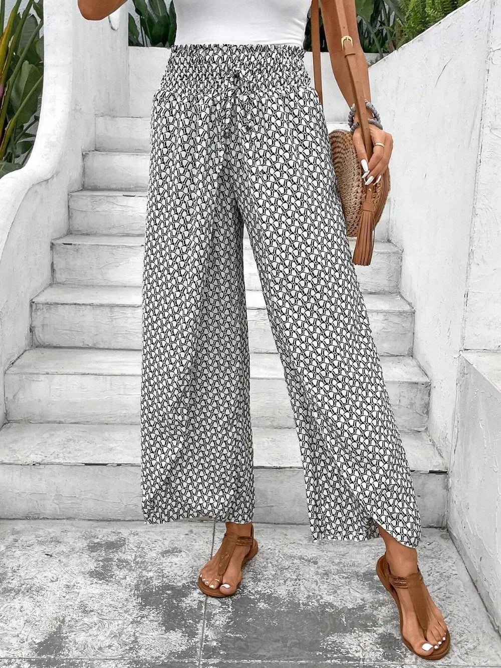 Tied Printed Wide Leg Pants 20d96156-88f1-45ab-aecc-fd5beda88b61-Max