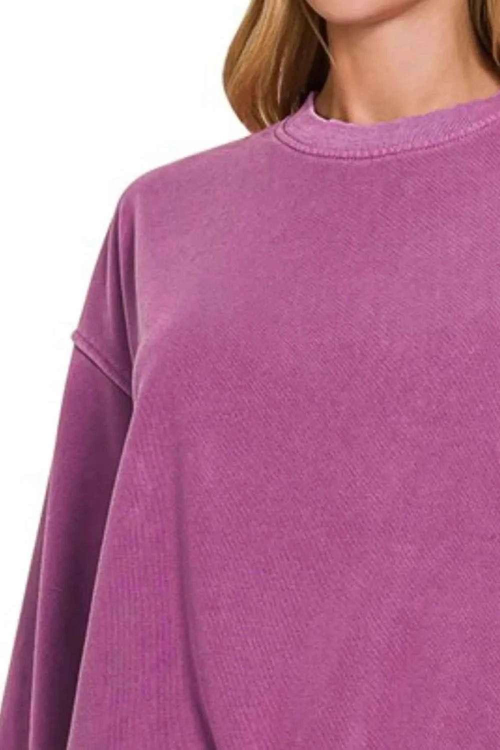 Zenana Soft Fleece Pigment Dye Round-neck Sweatshirts 20e38e1d-3776-4c6f-a424-2190368b58ee-Max-Origin