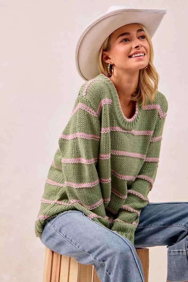 BiBi Striped Long Sleeve Sweater 20e5c2c837cf462c9bc6d74cea392b55-Max-Origin