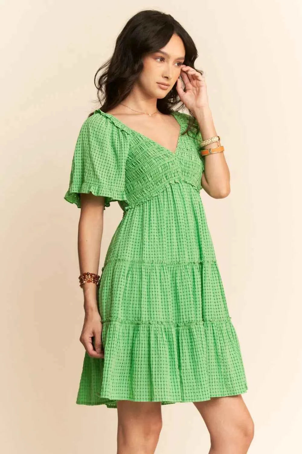 Davi & Dani Jacquard Checker Smocking Tiered Dress 20e8e8a5-6d38-46a7-8222-ca0f76e3fd68-Max-Origin