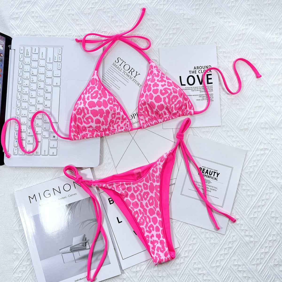 Leopard Print Halter Neck Tie Side Bikini Set 20e94b61b3734e939acc2e39f97121f9-Max