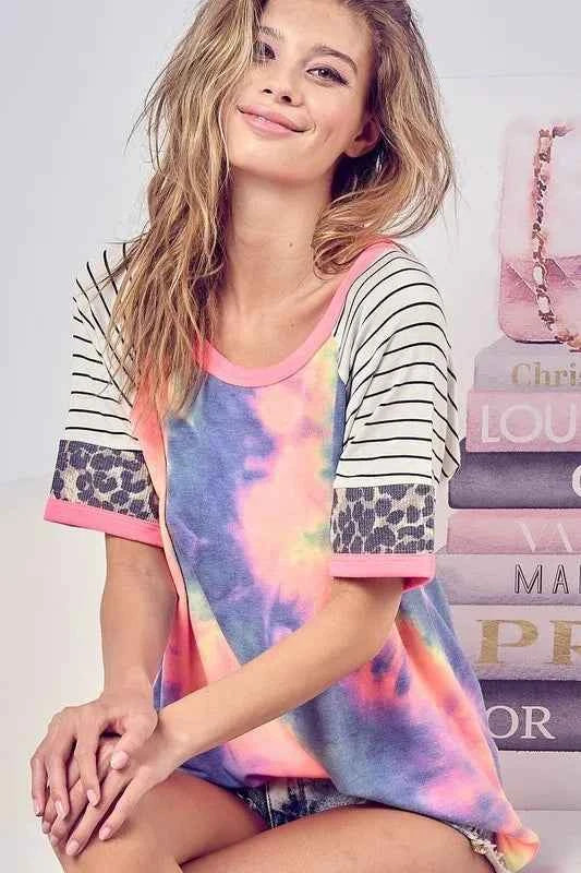 BiBi Tie Dye French Terry Top With Stripe Raglan CHARCOAL TIEDYE 20ec937f8ca84c1c99e2e2732a8bed44-Max-Origin