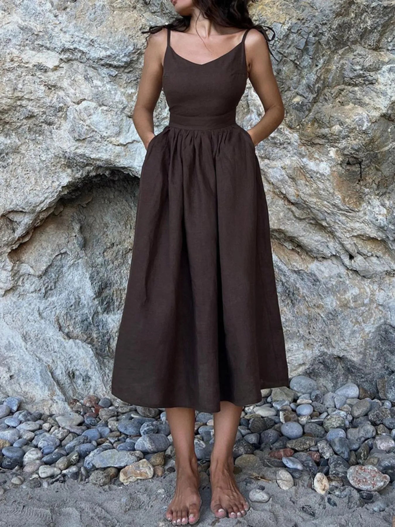 V-Neck Tie Shoulder Maxi Dress 20f0eb59-e5ed-4f39-b669-f1d7b6d3a2f6-Max-Origin