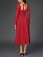 Sweetheart Neckline Long Sleeve A-Line Midi Dress 20f1875120a34c51823d27915f47d500-Max-Origin
