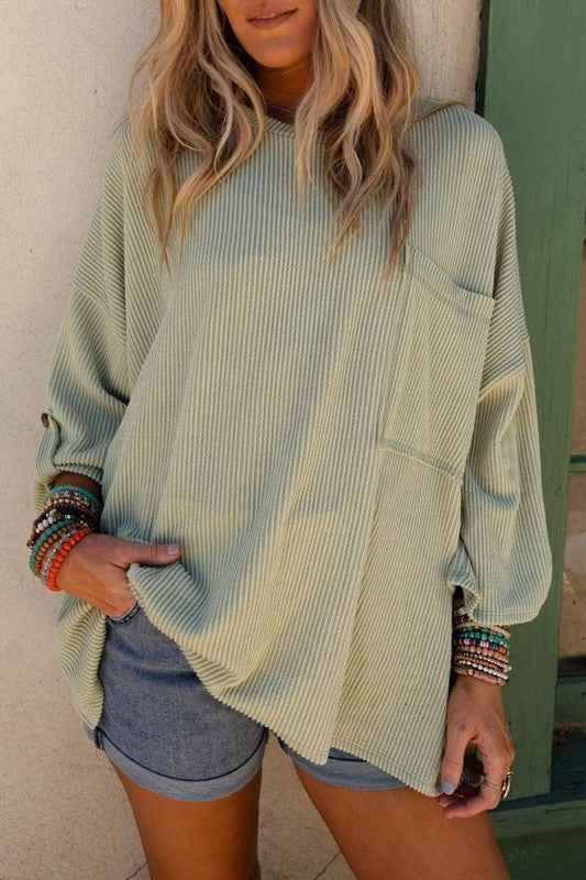Ribbed tab sleeve oversize pocket top 21011797_14573f64-5e0b-4cc8-9af9-18e25d149d81