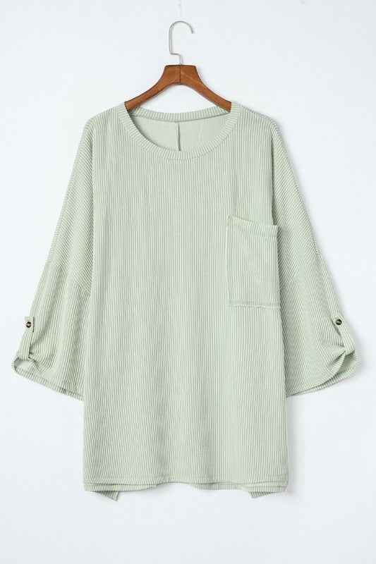 Ribbed tab sleeve oversize pocket top 21011797_3425413e-9c07-409c-b205-00534e35b98a