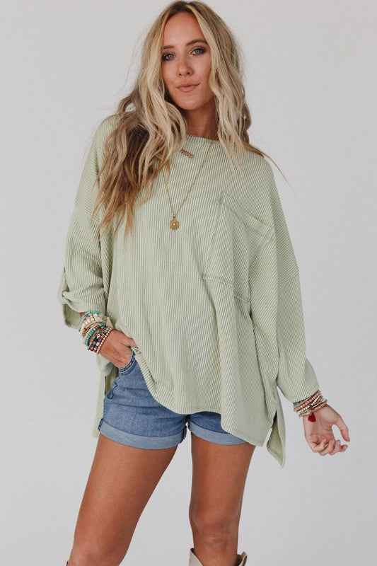 Ribbed tab sleeve oversize pocket top 21011797_a238b96d-4aa0-4f5c-93a8-c60597e00fec